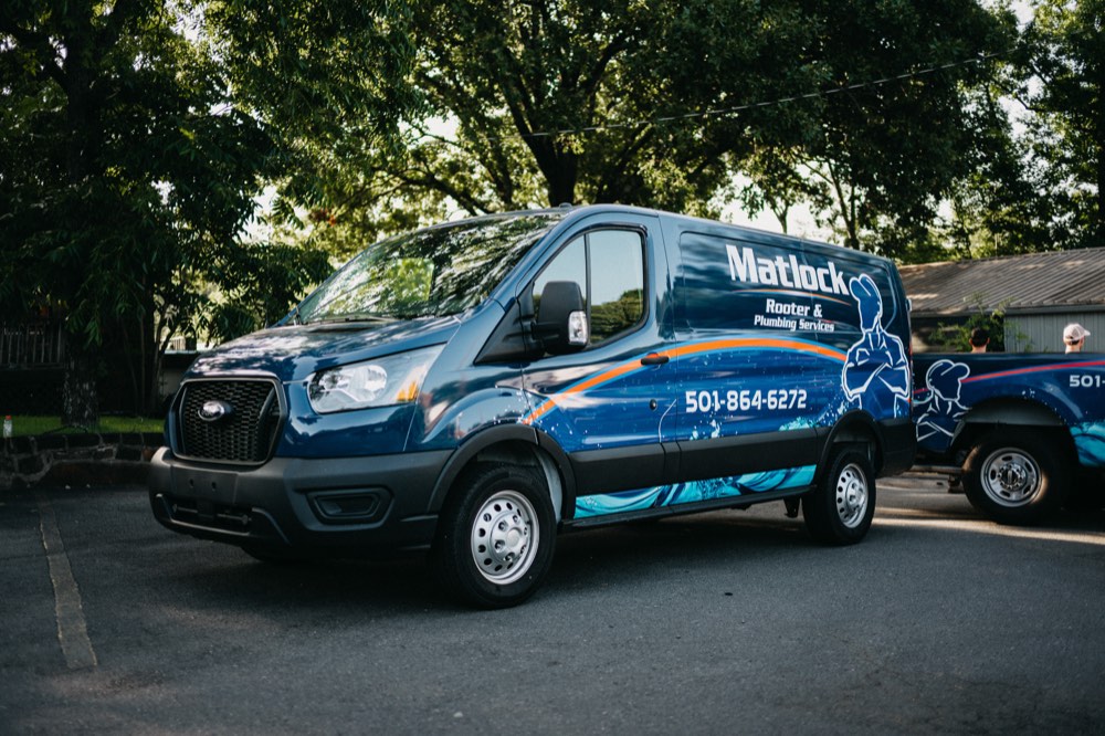 Matlock Rooter Services wrapped service van, ready for a North Little Rock service call